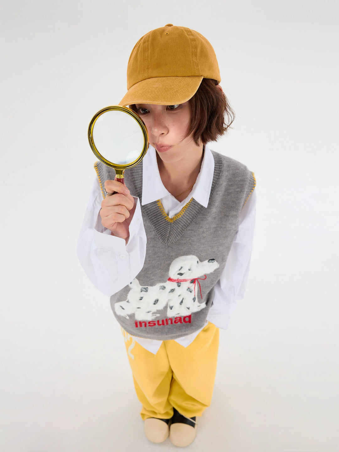 Knitted Puppy Pattern Sleeveless Sweater Vest