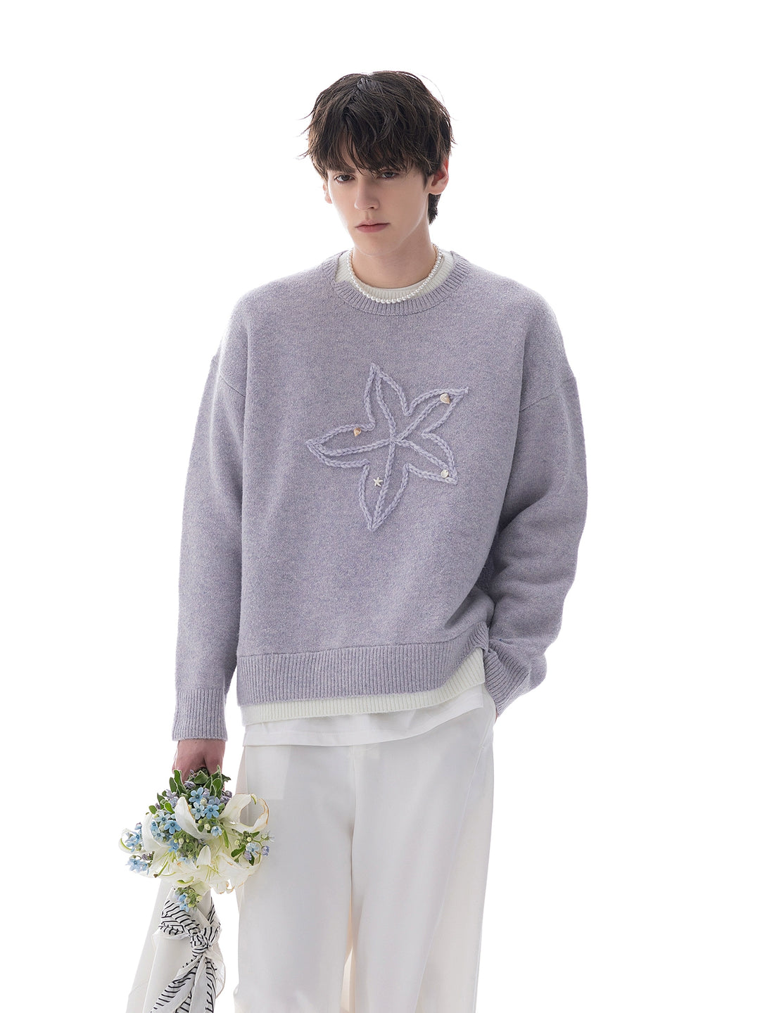 Alpaca Blend Starfish Jacquard Sweater