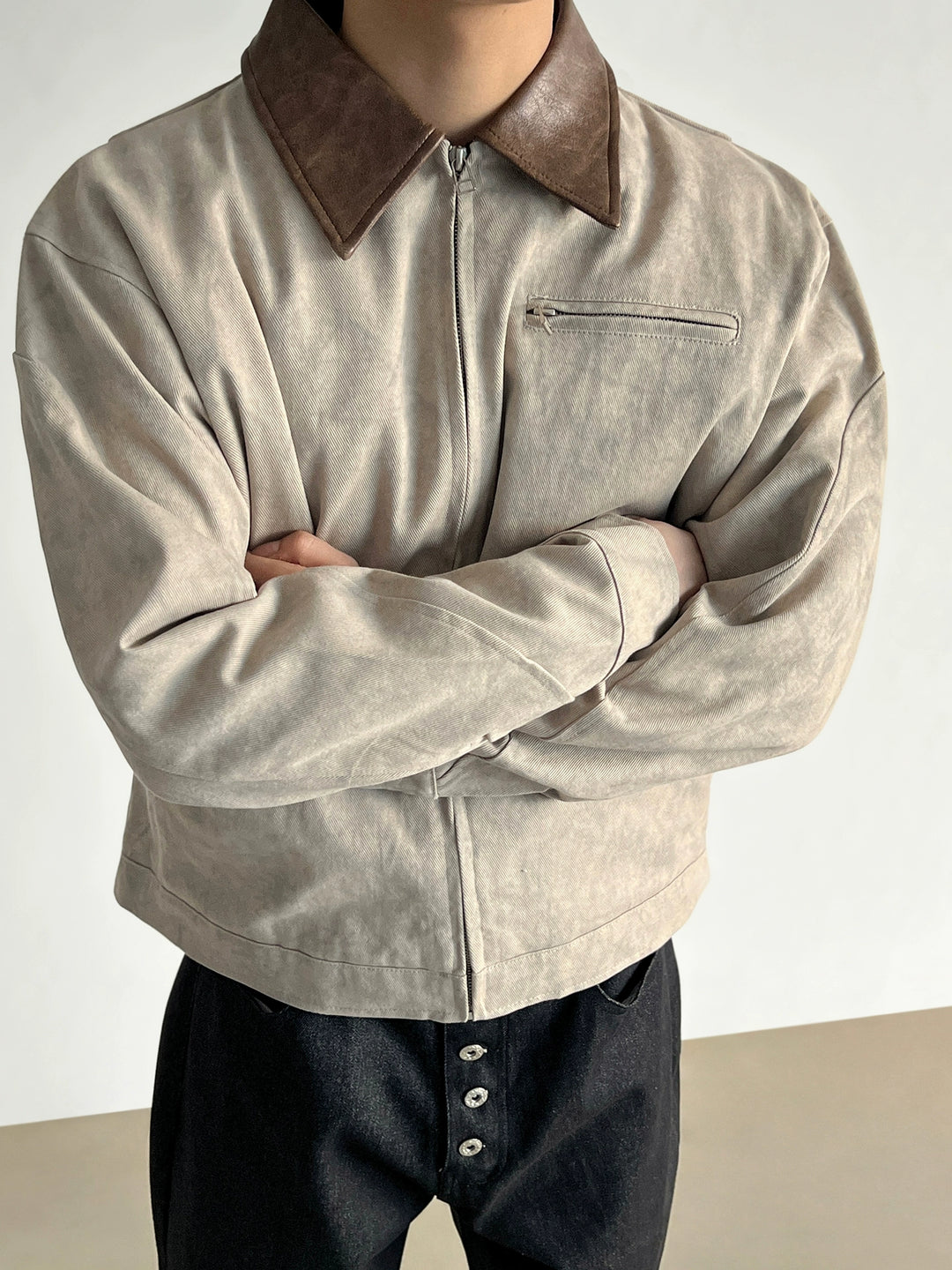 Veste de travail à zip avec col en motif marbré 