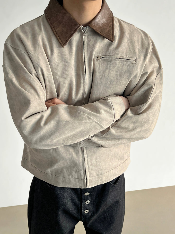 Veste de travail à zip avec col en motif marbré 