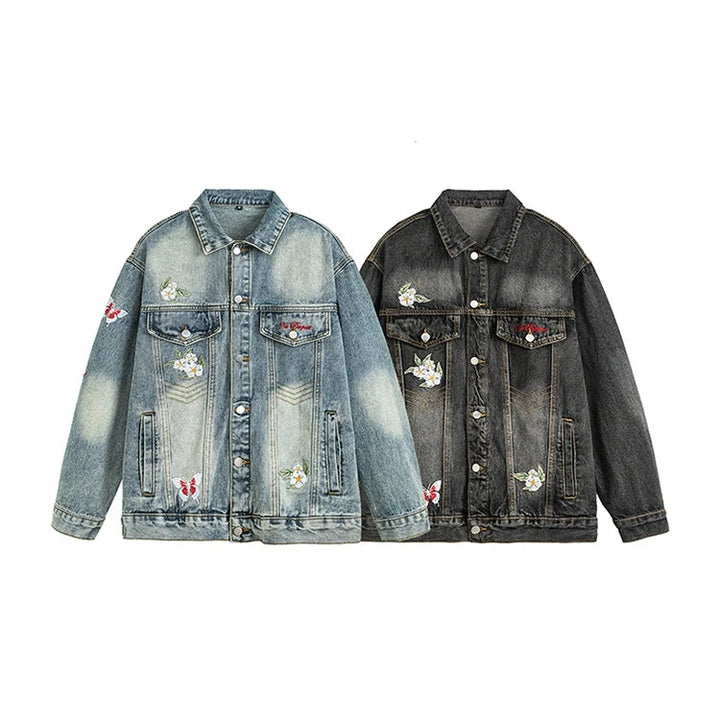 Floral Embroidery Denim Jacket