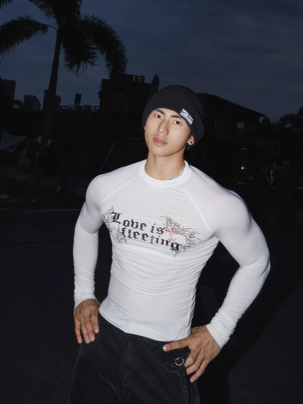 스트레치 롱슬리브 머슬 핏 스포츠 티셔츠 