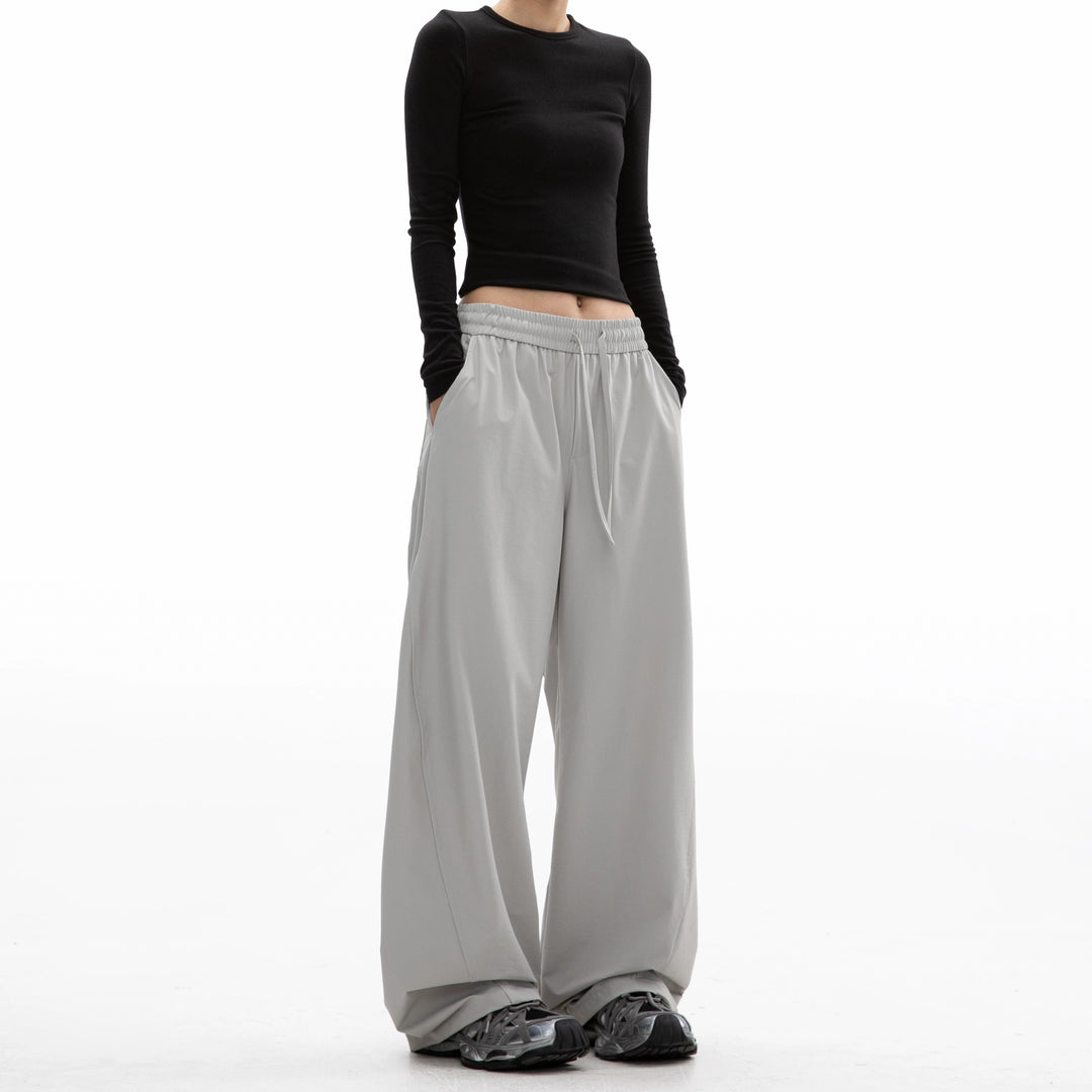 Casual Drape Straight Wide-Leg Pants