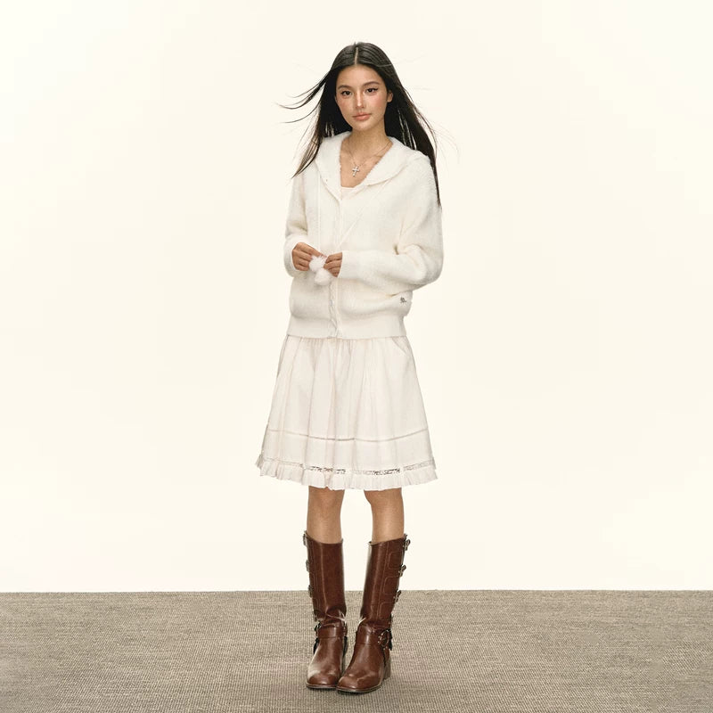 Fuzzy Hooded Zip-Up Sweatshirt