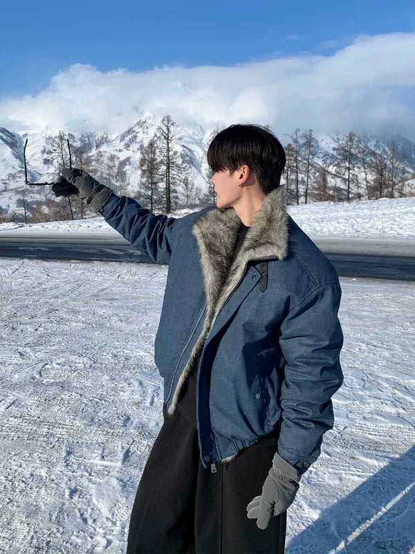 Fur Collar Down Bomber Jacket