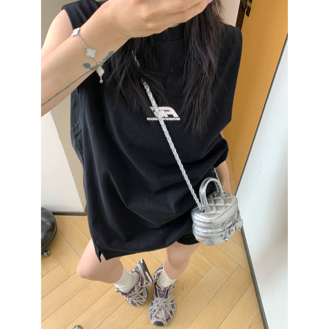 Lässiges bedrucktes ärmelloses Tanktop 