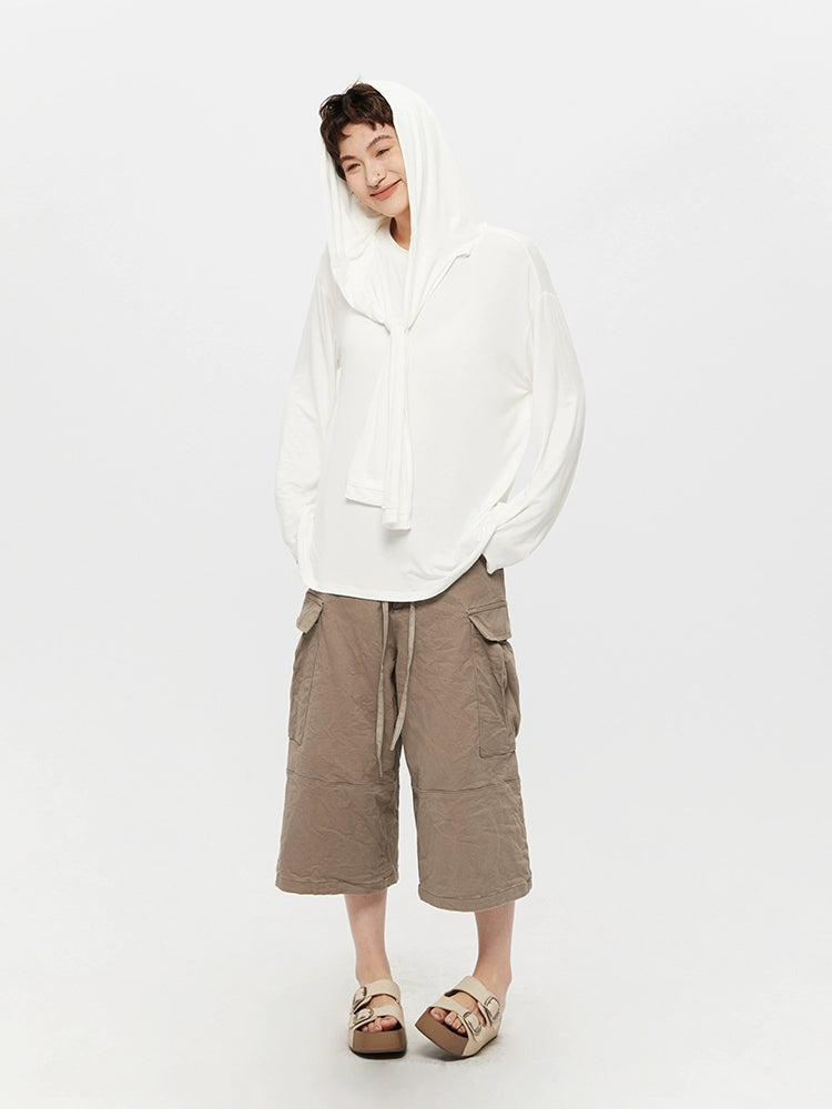 Long Sleeve Hooded Turtleneck Loose Top