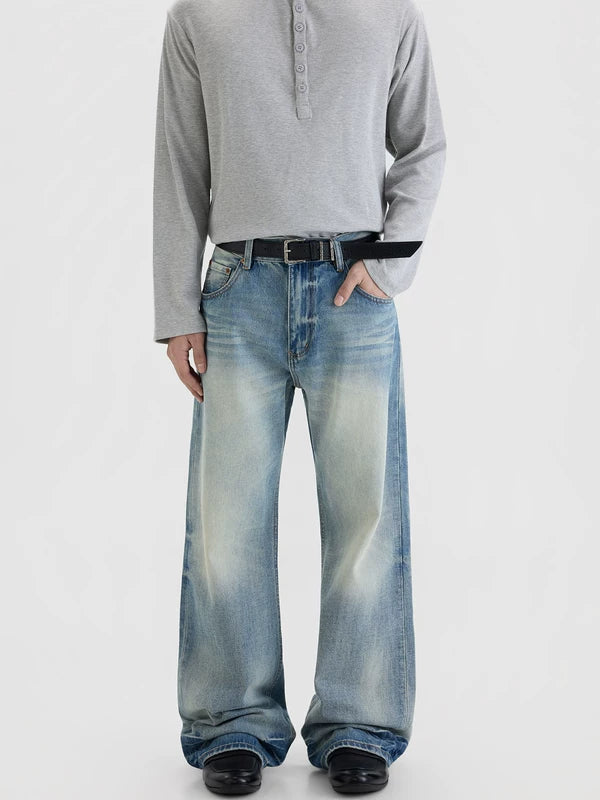 Retro Distressed Weite Beinhosen 