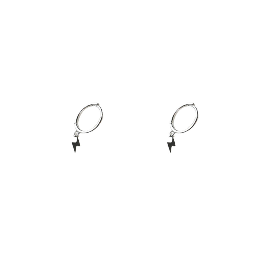 Sterling Silver Lightning Hoop Earrings