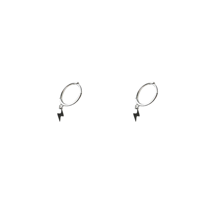 Sterling Silver Lightning Hoop Earrings