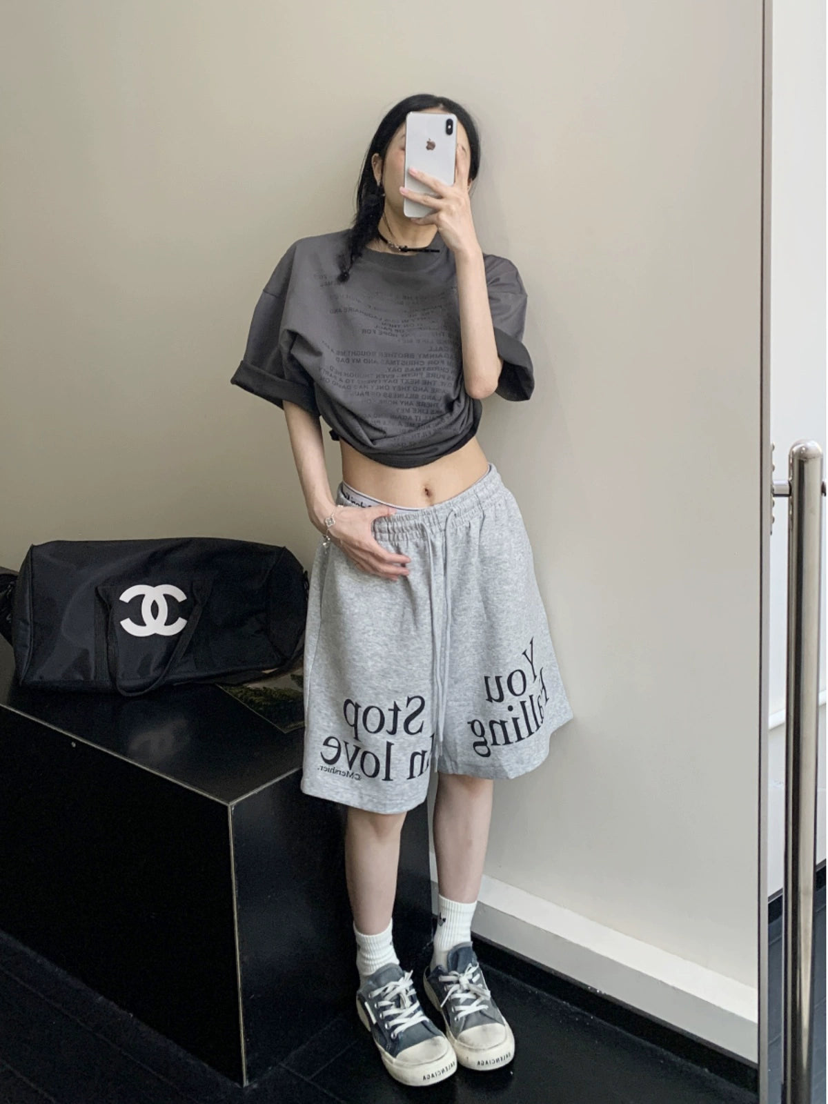 Letter Print Drawstring Sports