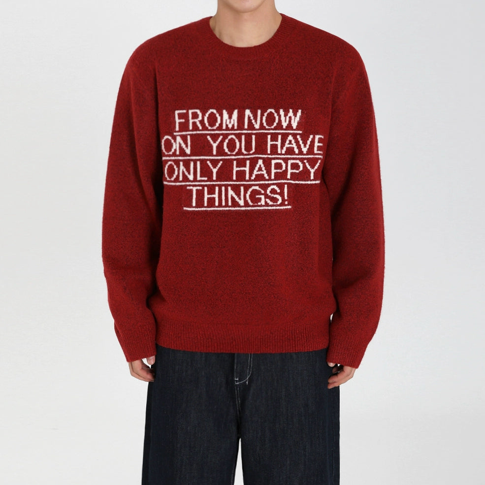 Letter Print Loose Knit Sweater