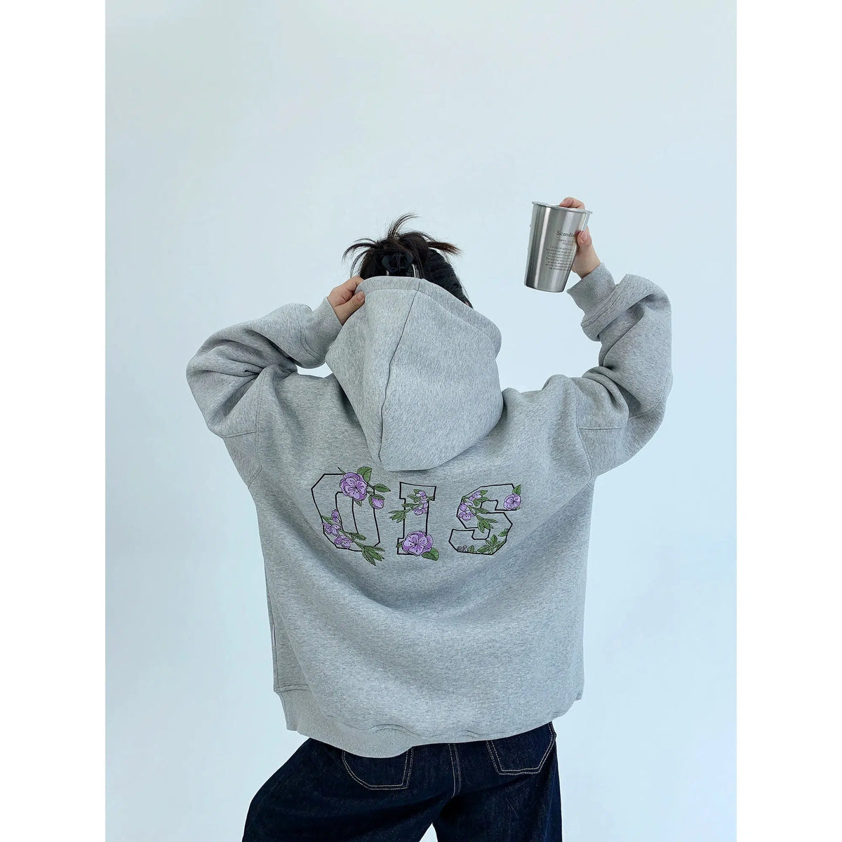 Plush Embroidered Hooded Sweatshirt