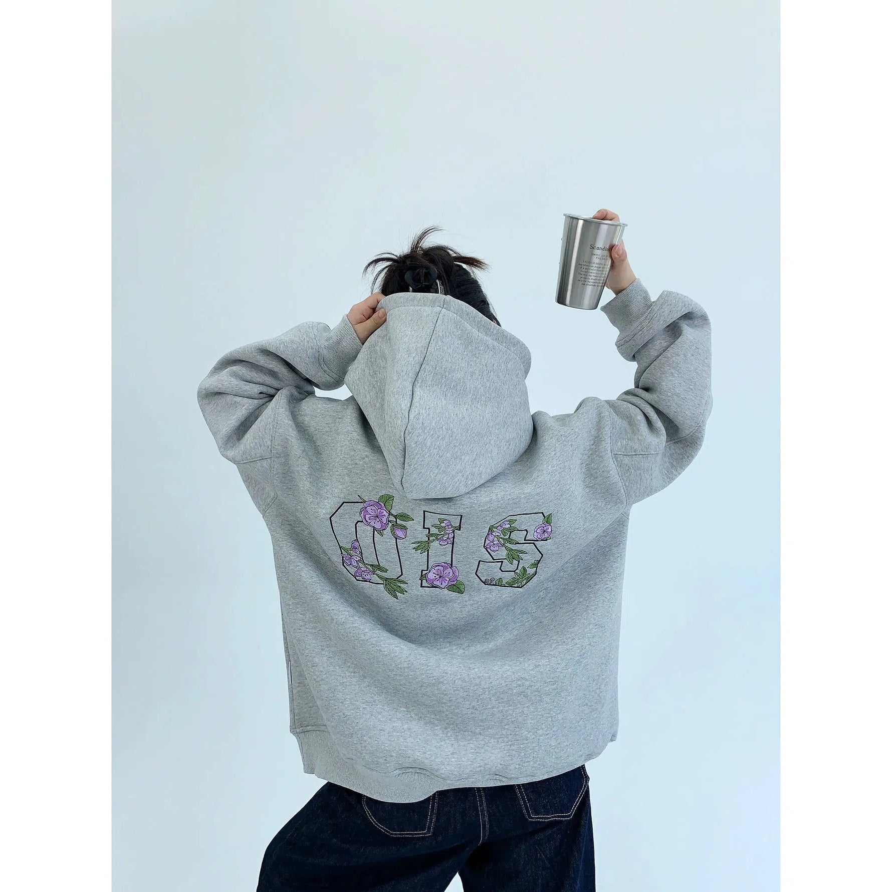 Plush Embroidered Hooded Sweatshirt