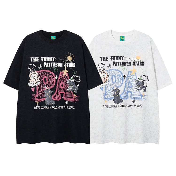 Graffiti Print Round Neck T-Shirt