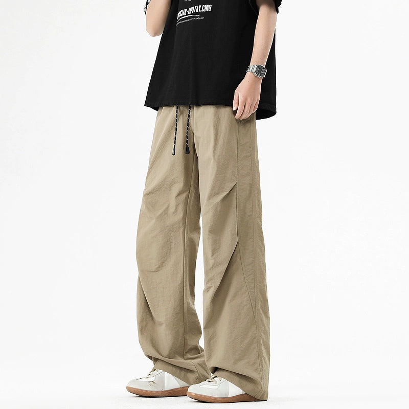 Pleated Wide-Leg Paratrooper Pants