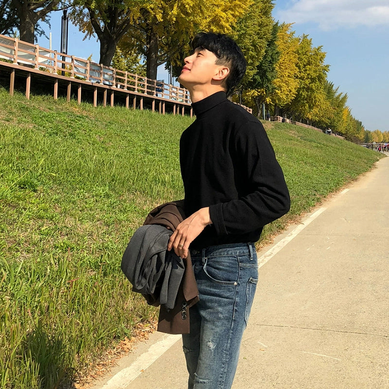 Knit Turtleneck Long Sleeve Pullover