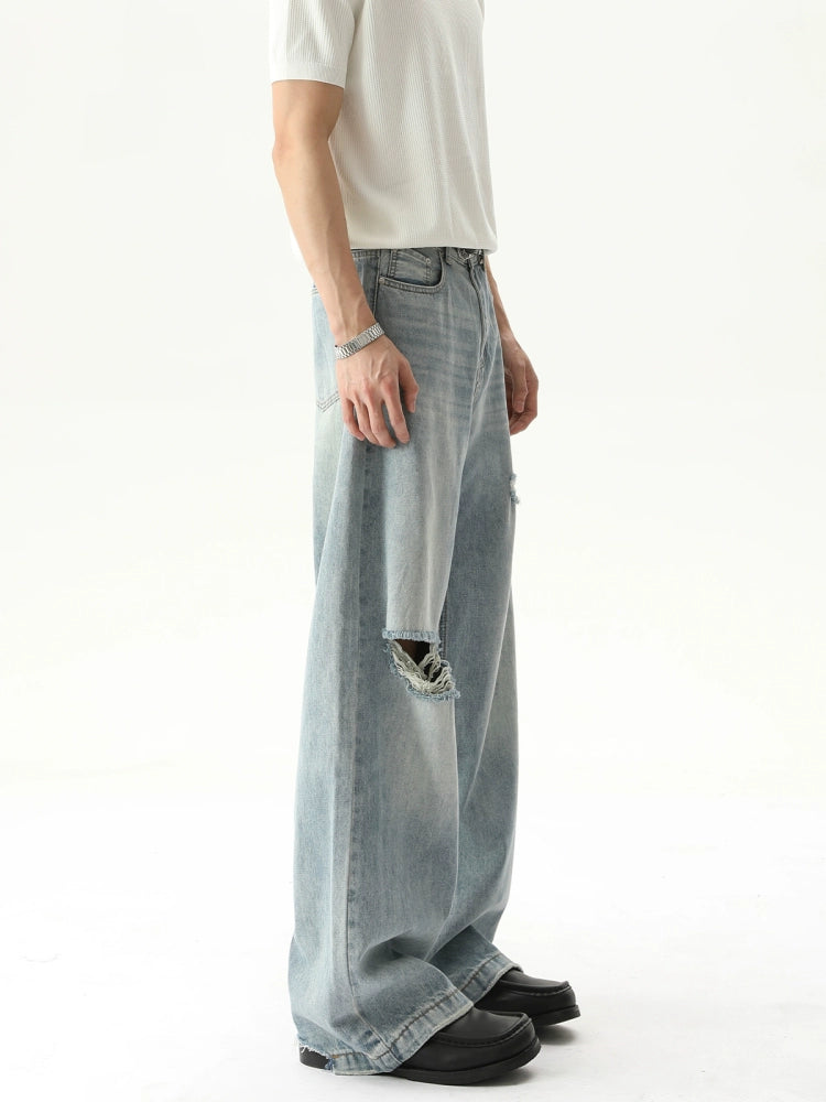 Ripped Wide-Leg Loose Fit Jeans
