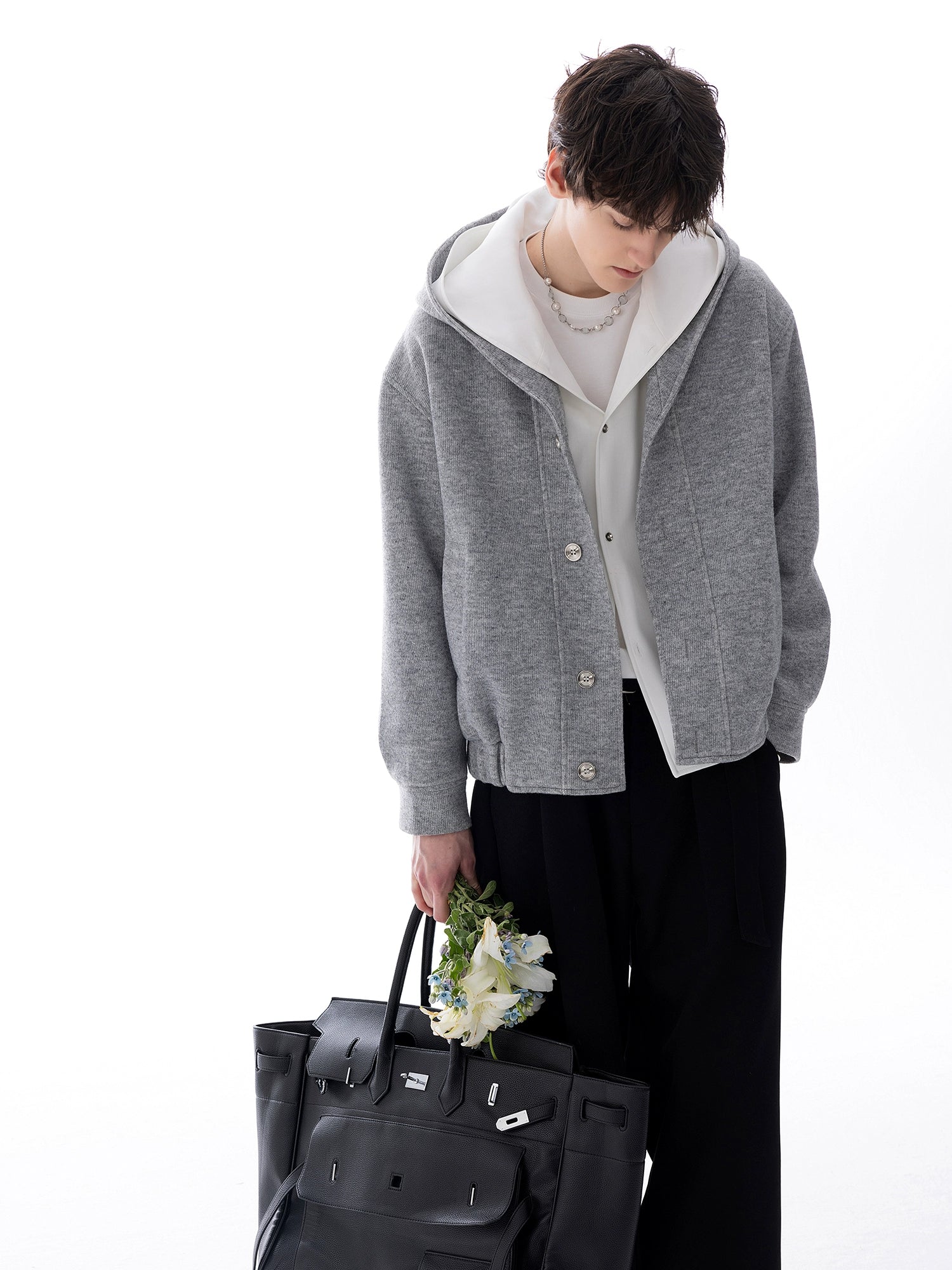 Örgü Kapüşonlu Sweatshirt Ceket 