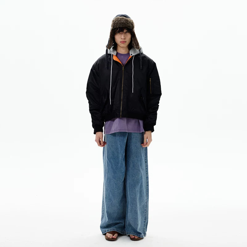 جينز واسع الساق مع طيات بتصميم ريترو 