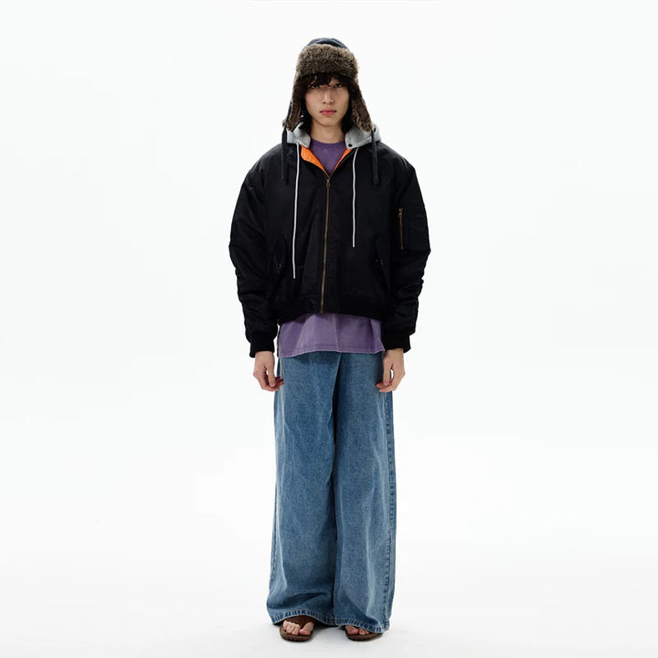 جينز واسع الساق مع طيات بتصميم ريترو 