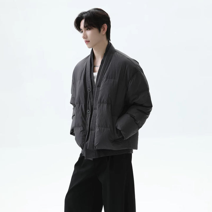 Duck Down Patchwork Short Winter Jacket