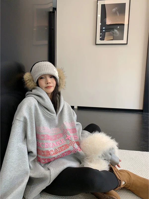 Hoodie surdimensionné en polaire brodé et doublé 