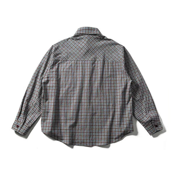 قميص كاجوال بأزرار بأكمام طويلة من قماش المربعات 