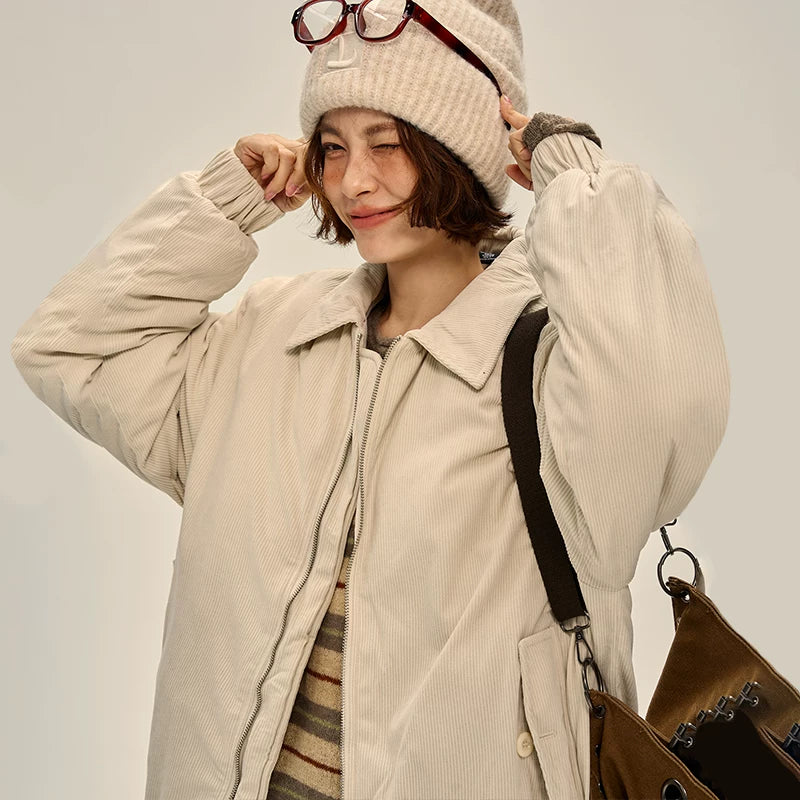 Jaqueta de algodão de corduroy com bordado 