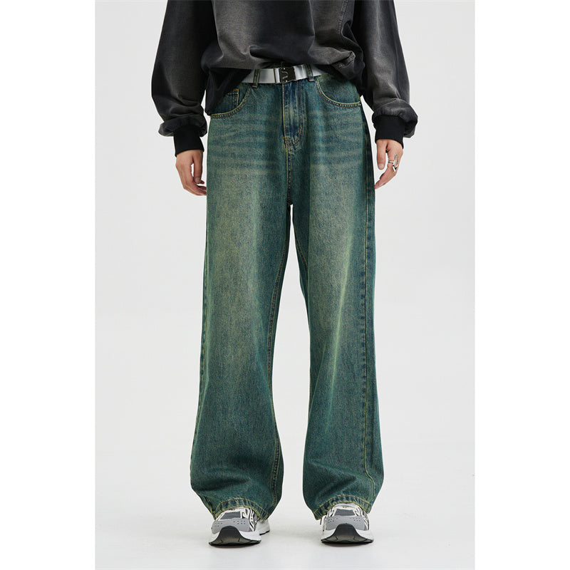 Herren's Lockere gerade Weitbein-Jeans 