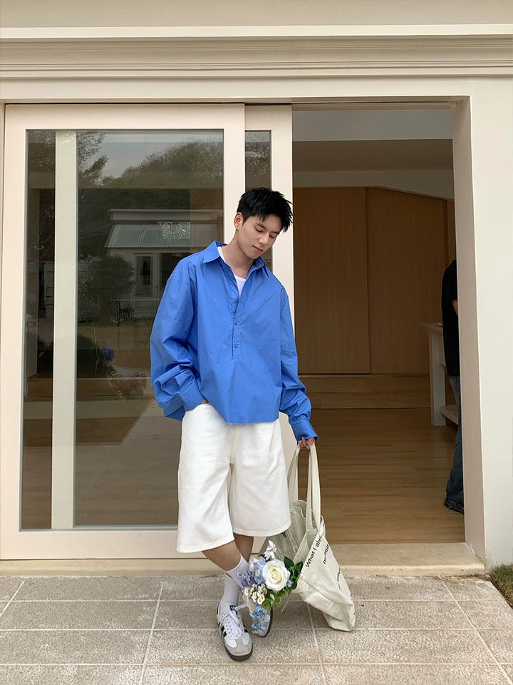 캐주얼 루즈 롱 슬리브 셔츠 자켓 