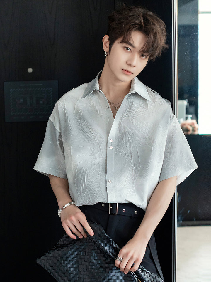 Pleated Texture Short-Sleeved Shirt