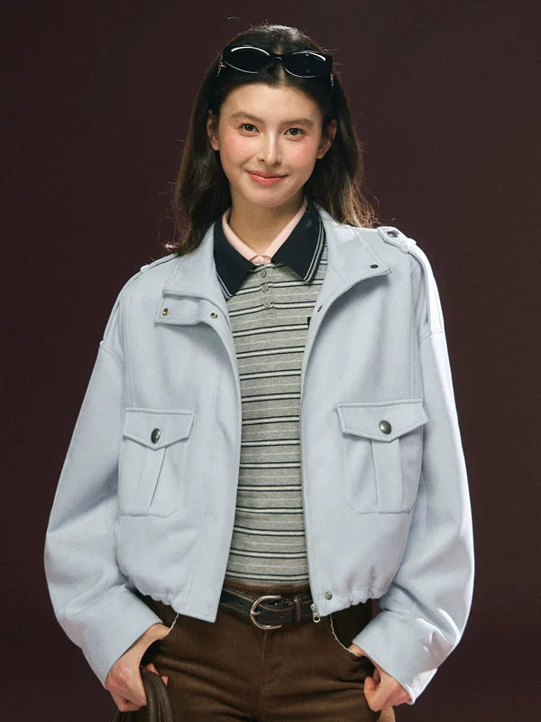 Veste utilitaire courte avec poches à rabat 