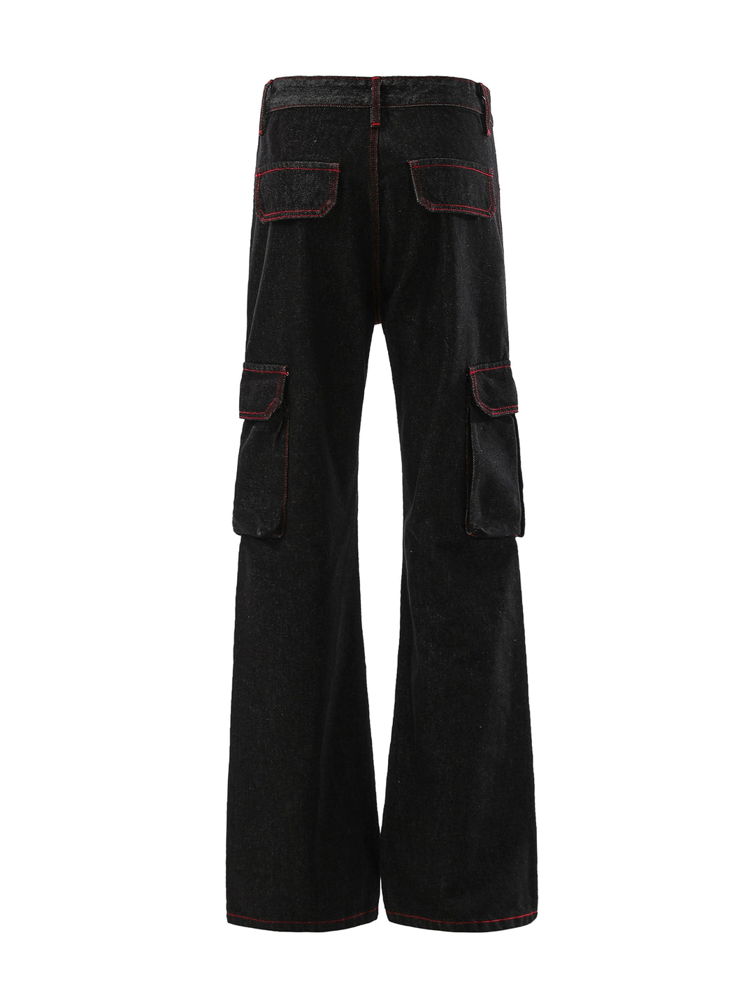 Pantalones rectos casuales de múltiples bolsillos acampanados 