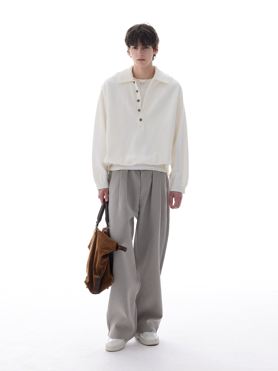 Wide-Leg Belted Casual Pants