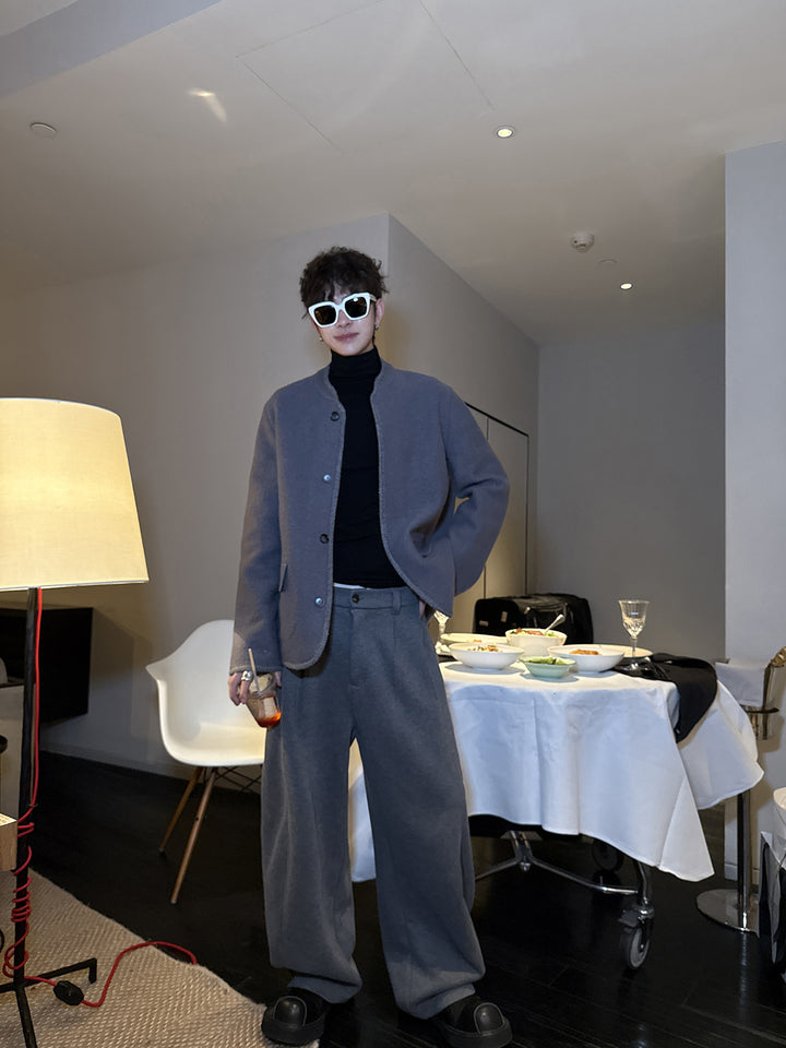 Minimalist Wool Button-Up Jacket