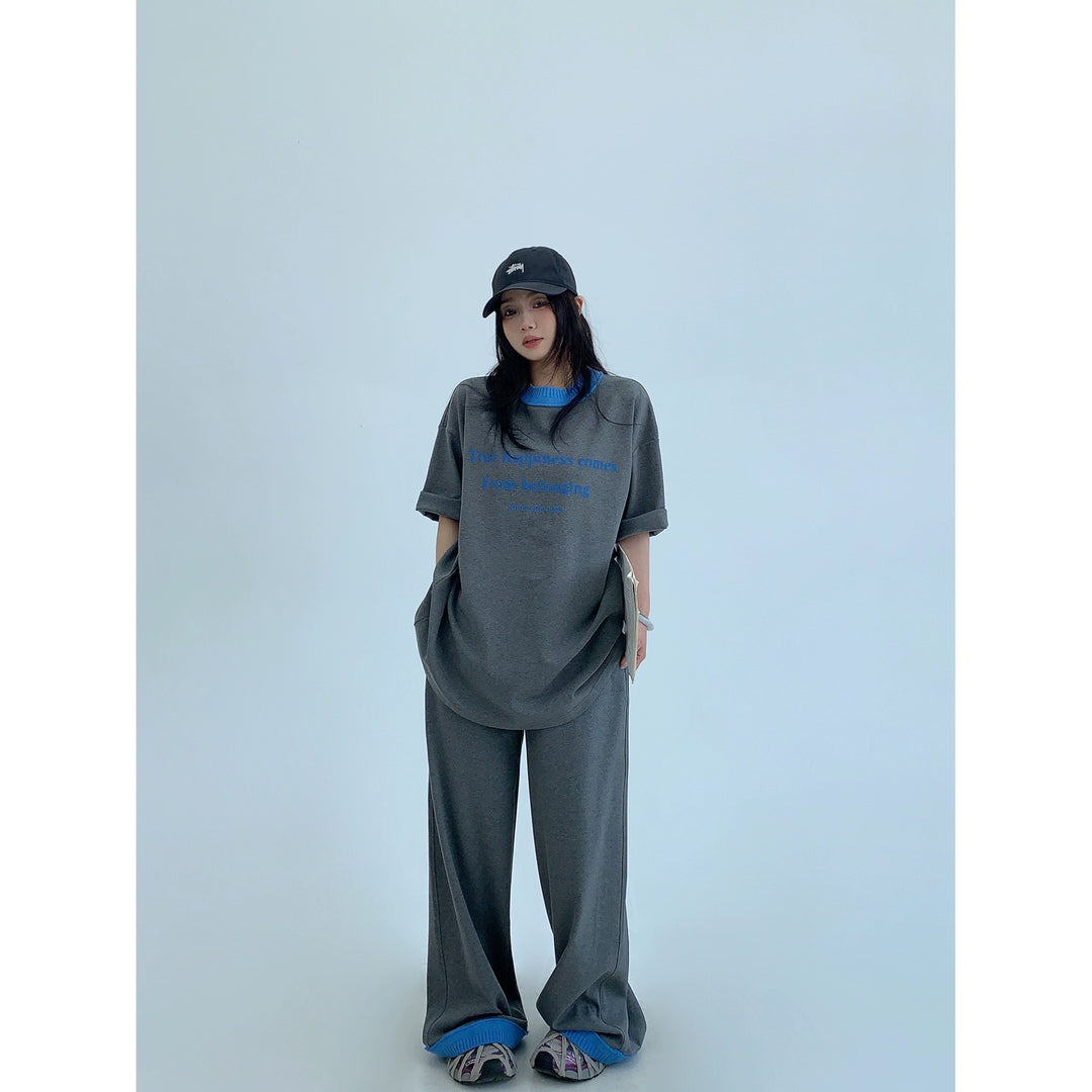 Casual Letter Print T-Shirt and Pants