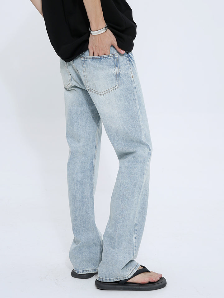 Jeans évasés taille mi-haute, en denim délavé 