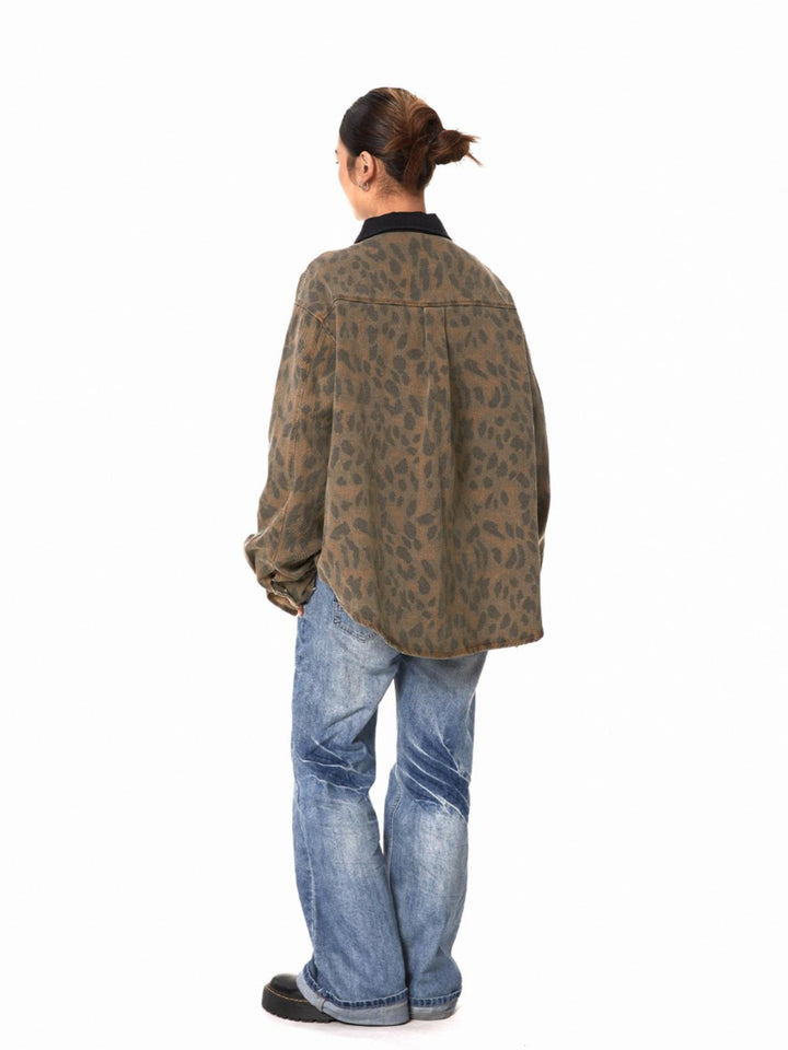 Retro Leopard Print Loose Shirt Jacket