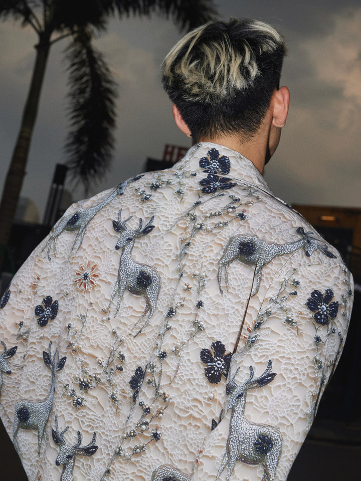 Chemise brodée à manches longues rétro 
