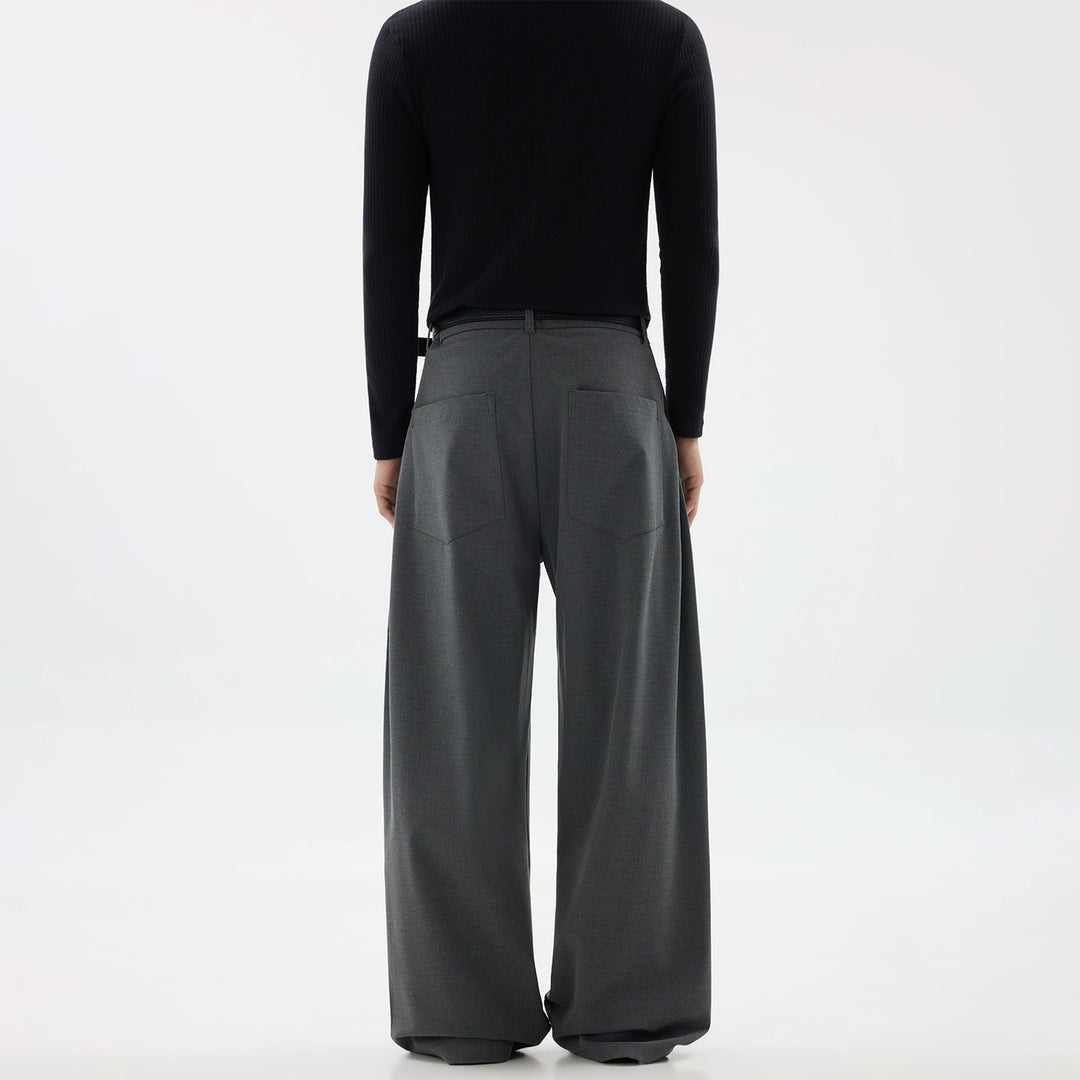 Pantalons décontractés à jambes larges plissés texturés 