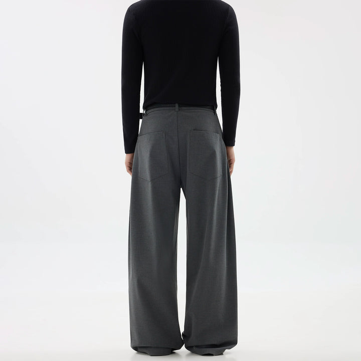 Pantalons décontractés à jambes larges plissés texturés 