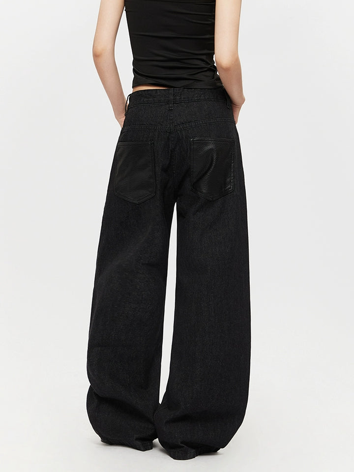 Retro High Waist Button Wide Leg Pants