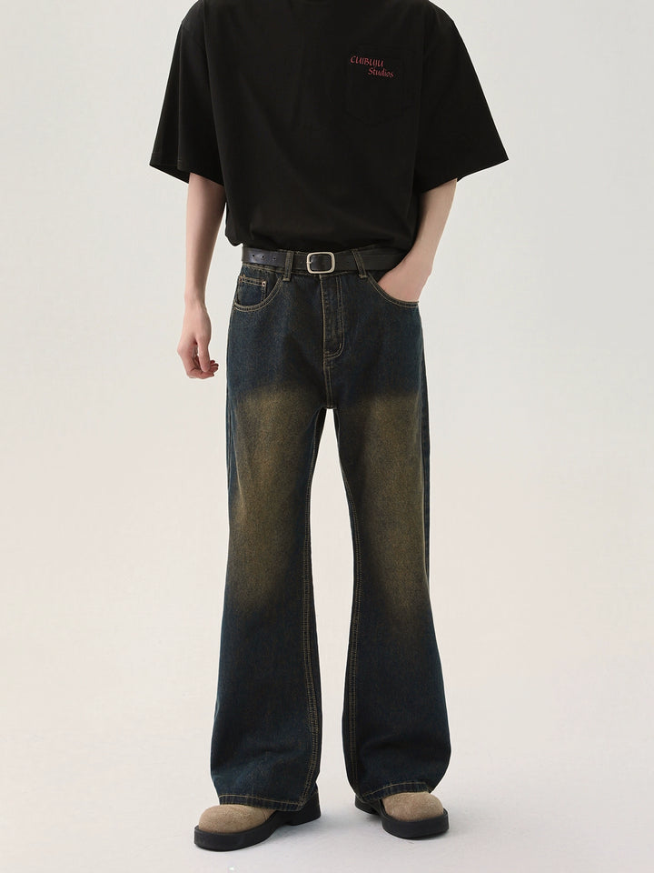 Distressed Slim Fit Flared Jeans 