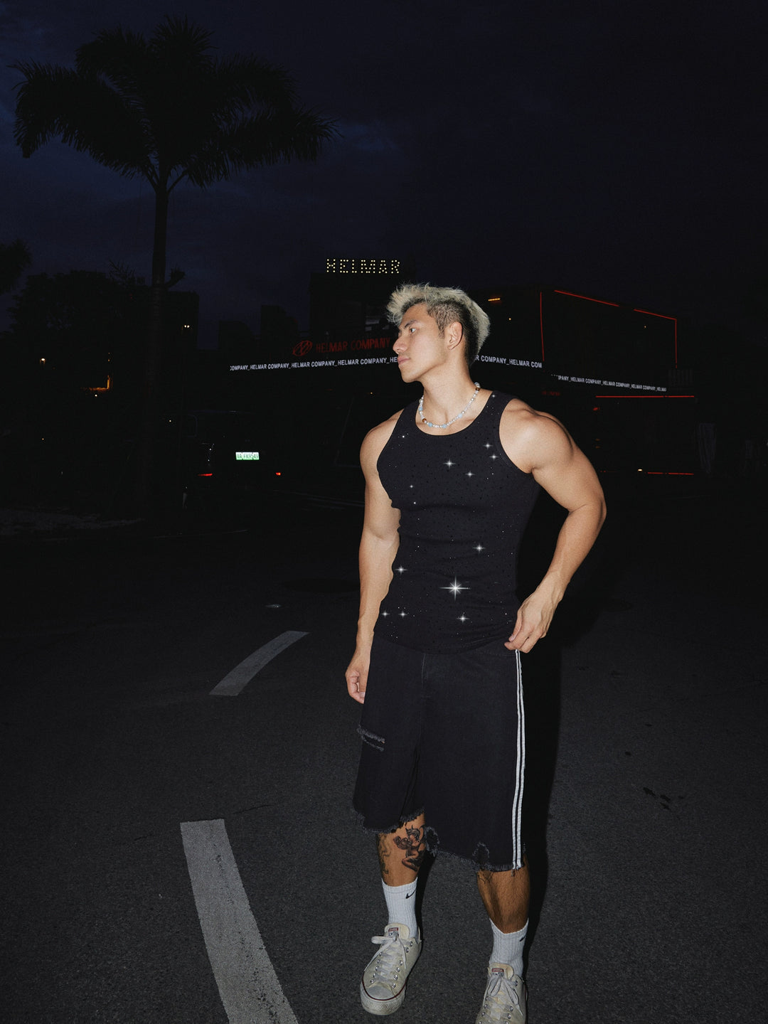 Sleeveless Rhinestone Ribbed Vest