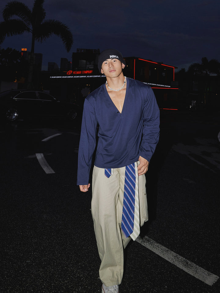 V-neck Long Sleeve Casual Shirt