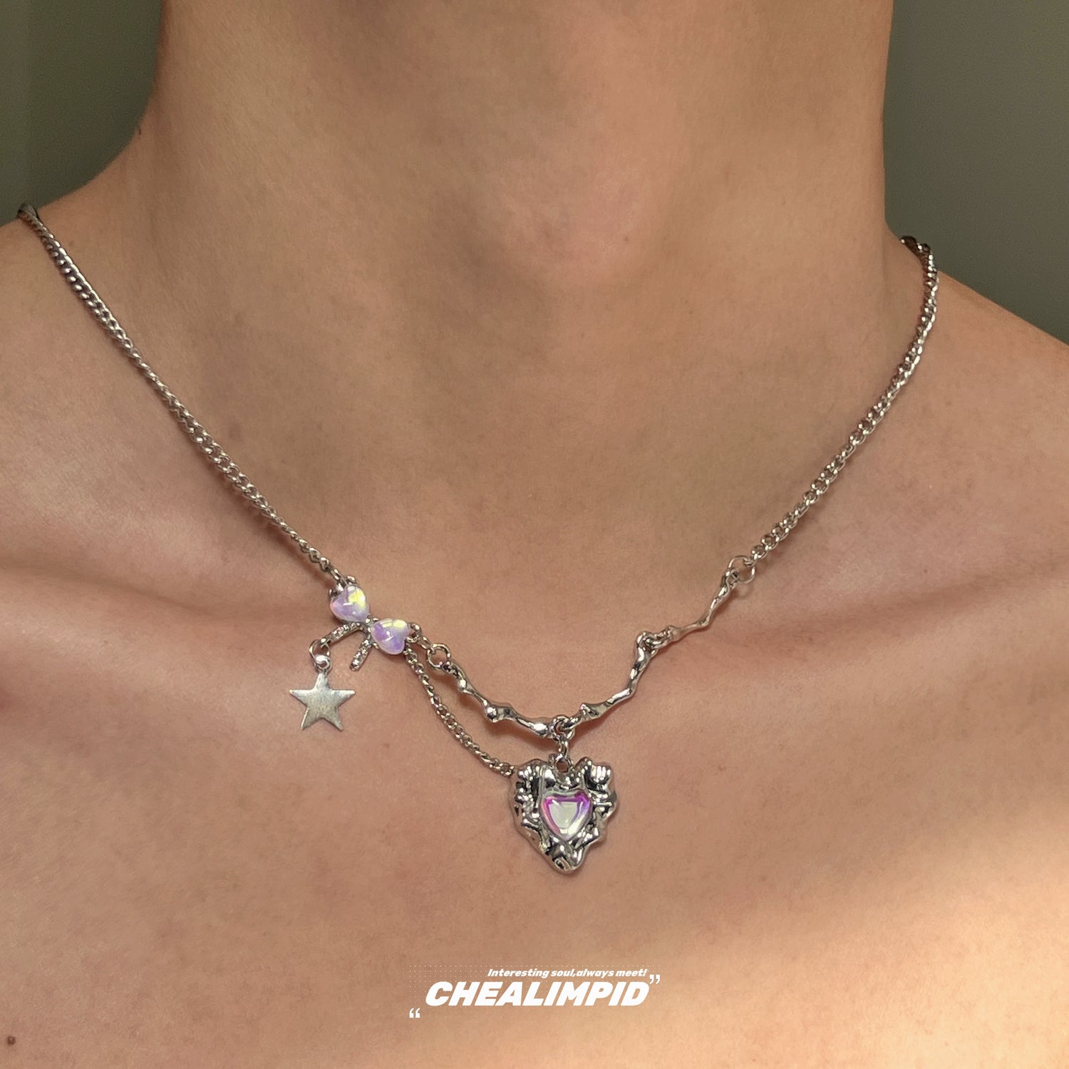 Irregular Heart Pendant Clavicle Necklace