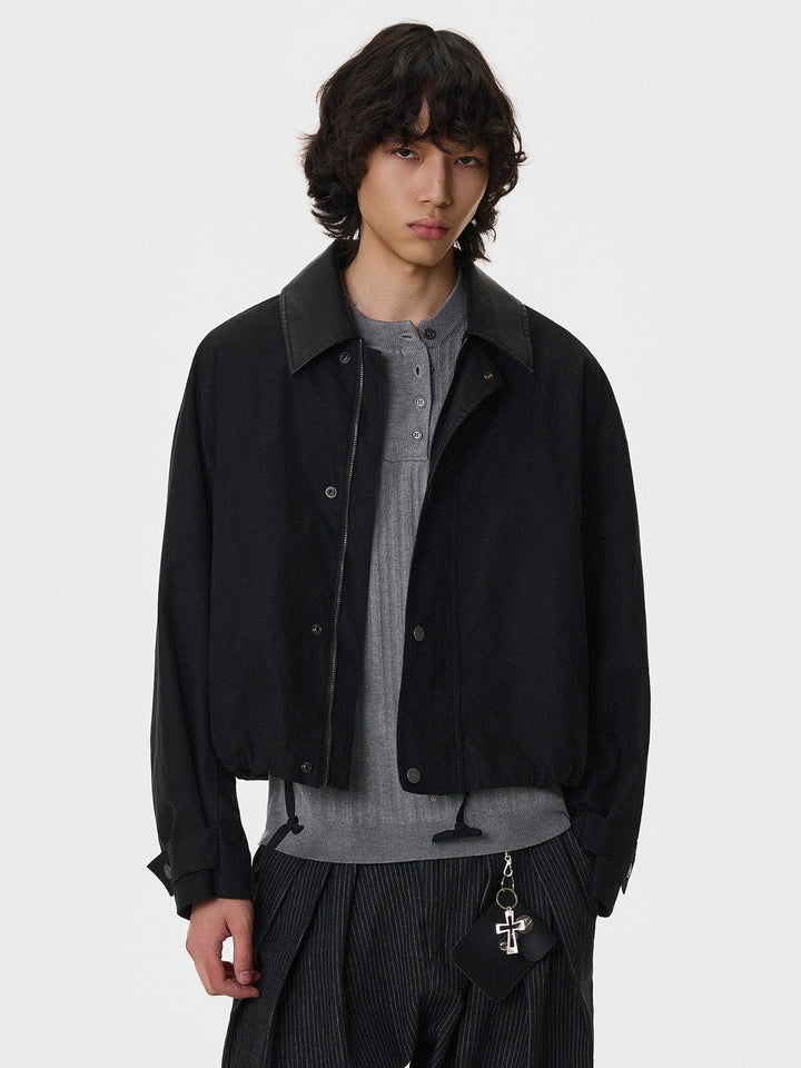 Suede Lapel Cropped Work Jacket
