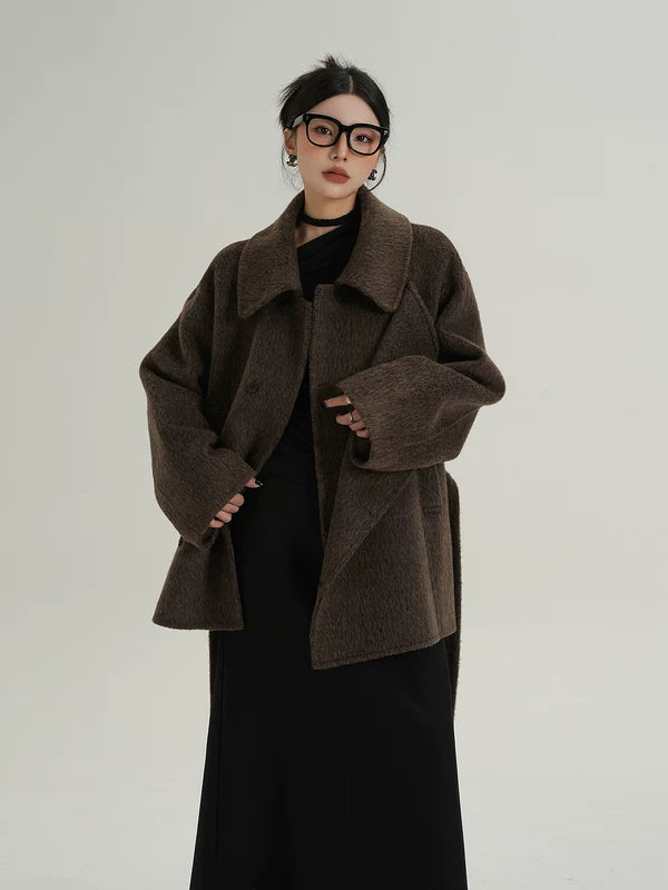 Belted Wool Wrap Coat for Winter