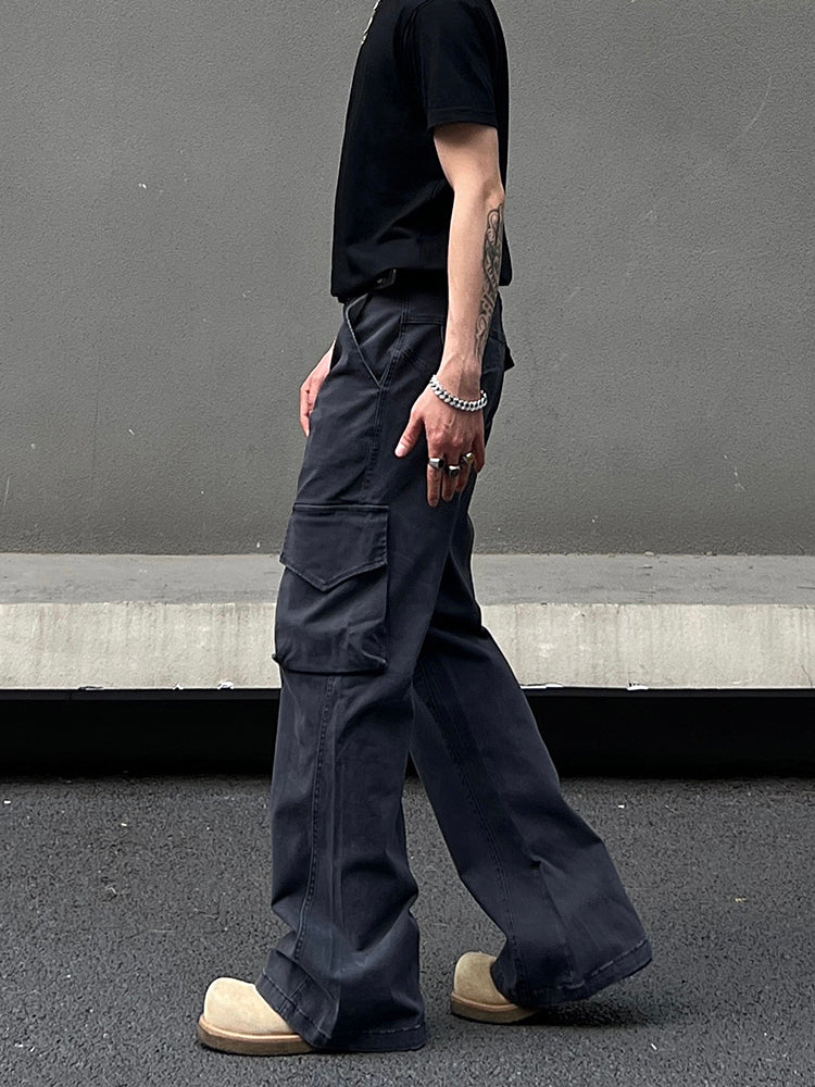 Vintage Multi-Pocket Flared Pants